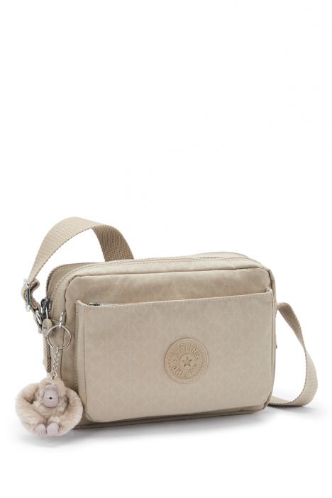 Kipling ABANU M Orta Boy Omuz Çantası 17x24x9 cm Sign Beige Emb