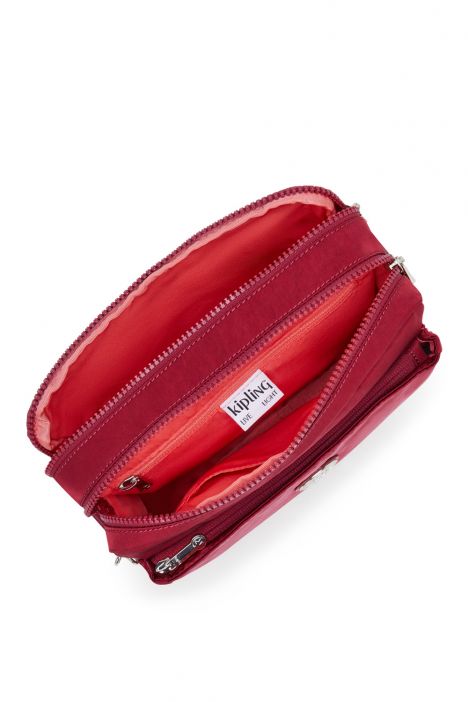 Kipling ABANU M Orta Boy Omuz Çantası 17x24x9 cm Red Red Wine