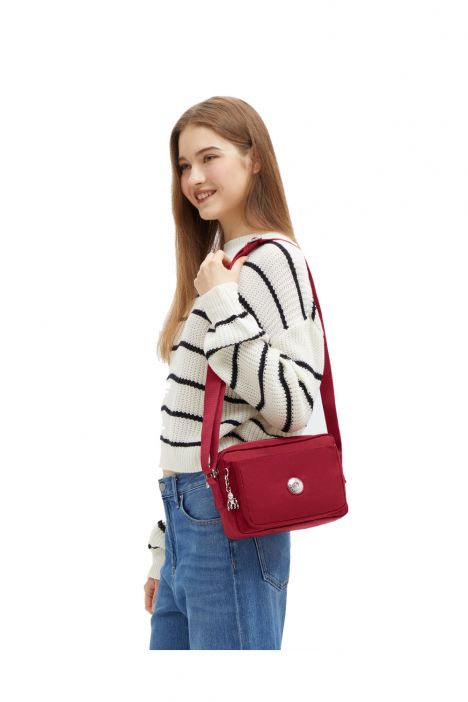 Kipling ABANU M Orta Boy Omuz Çantası 17x24x9 cm Red Red Wine