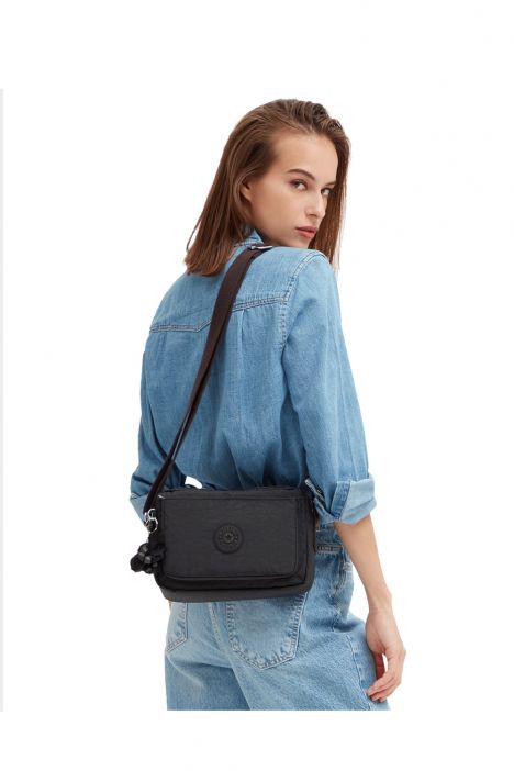 Kipling ABANU M Orta Boy Omuz Çantası 17x24x9 cm Black Noir
