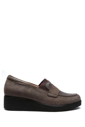 AC582605 Kifidis Anatomik Kadın Deri Ayakkabı 35-41 15680 Koyu Vizon Nubuk/Wedge Nubuck
