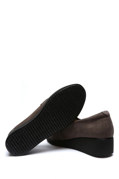 AC582605 Kifidis Anatomik Kadın Deri Ayakkabı 35-41 15680 Koyu Vizon Nubuk/Wedge Nubuck
