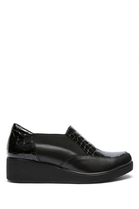 AC582606 Kifidis Anatomik Kadın Deri Ayakkabı 35-41 Siyah Deri-Kroko 2751/Black Croco