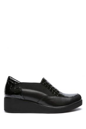 AC582606 Kifidis Anatomik Kadın Deri Ayakkabı 35-41 Siyah Deri-Kroko 2751/Black Croco