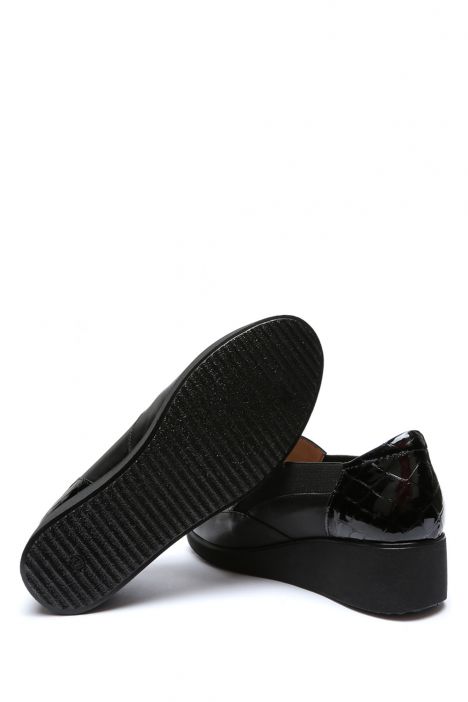 AC582606 Kifidis Anatomik Kadın Deri Ayakkabı 35-41 Siyah Deri-Kroko 2751/Black Croco