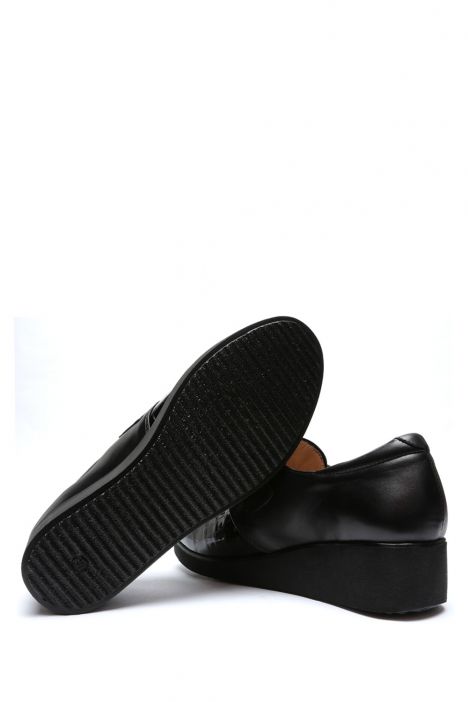 AC582607 Kifidis Anatomik Kadın Velkrolu Deri Ayakkabı 36-41 Siyah Deri-Kroko 2751/Black Croco