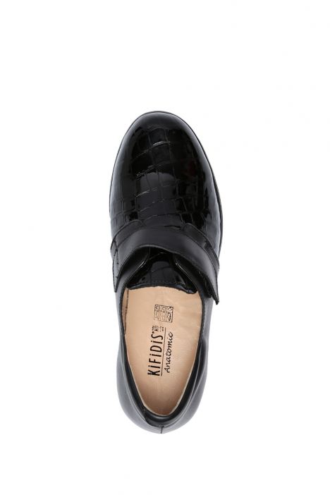 AC582607 Kifidis Anatomik Kadın Velkrolu Deri Ayakkabı 36-41 Siyah Deri-Kroko 2751/Black Croco
