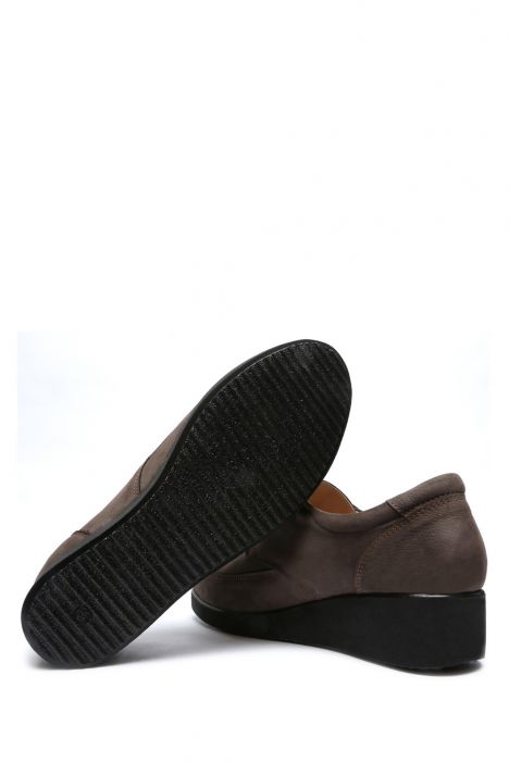 AC582609 Kifidis Anatomik Kadın Velkrolu Deri Ayakkabı 36-41 15680 Koyu Vizon Nubuk/Wedge Nubuck