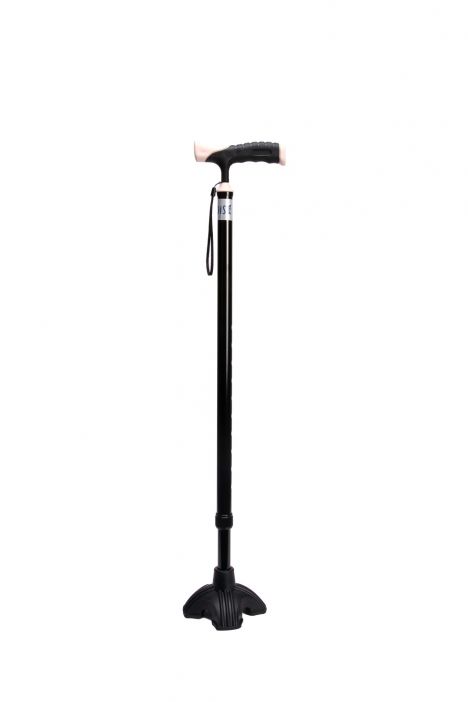 AGST011 Kifidis Ayarlanabilir Dörtlü Lastikli Baston Siyah / Black