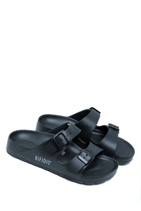 AQ1468 Kifidis Aqua Unisex Çift Bantlı Plaj Terliği 36-45 Siyah/Black