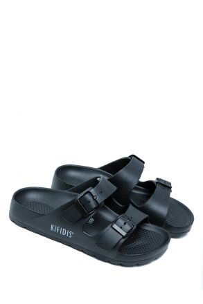 AQ1468 Kifidis Aqua Unisex Çift Bantlı Plaj Terliği 36-45 Siyah/Black