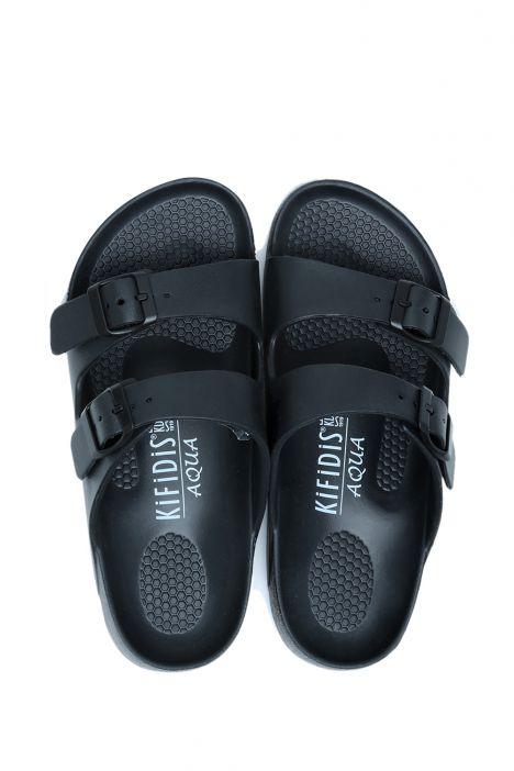 AQ1468 Kifidis Aqua Unisex Çift Bantlı Plaj Terliği 36-45 Siyah/Black