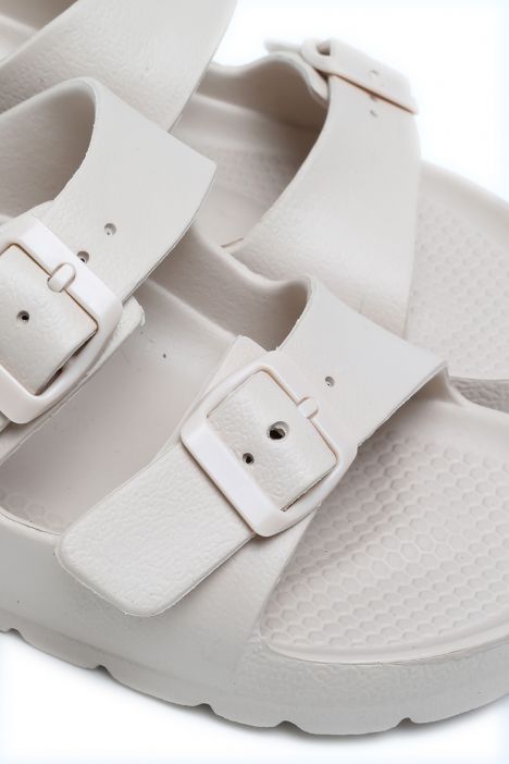 AQ1468 Kifidis Aqua Unisex Çift Bantlı Plaj Terliği 36-45 Bej/Beige