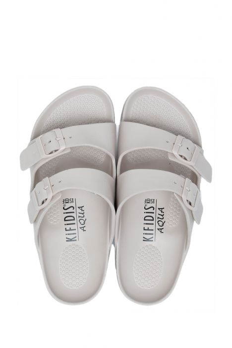AQ1468 Kifidis Aqua Unisex Çift Bantlı Plaj Terliği 36-45 Bej/Beige