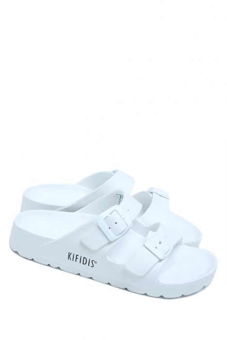 AQ1468 Kifidis Aqua Unisex Çift Bantlı Plaj Terliği 36-45 Beyaz/White