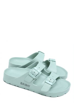 AQ1468 Kifidis Aqua Unisex Çift Bantlı Plaj Terliği 36-45 Yeşil/Mint