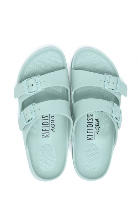 AQ1468 Kifidis Aqua Unisex Çift Bantlı Plaj Terliği 36-45 Yeşil/Mint