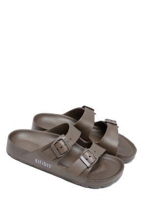 AQ1468 Kifidis Aqua Unisex Çift Bantlı Plaj Terliği 36-45 Bronz/Dk Brown