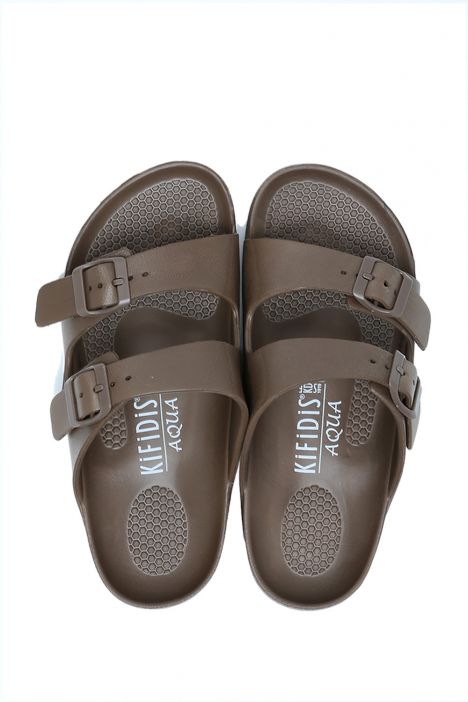 AQ1468 Kifidis Aqua Unisex Çift Bantlı Plaj Terliği 36-45 Bronz/Dk Brown