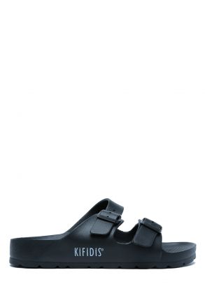 AQ1468 Kifidis Aqua Unisex Çift Bantlı Plaj Terliği 36-45 Siyah/Black