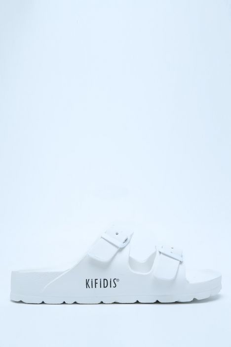 AQ1468 Kifidis Aqua Unisex Çift Bantlı Plaj Terliği 36-45 Beyaz/White