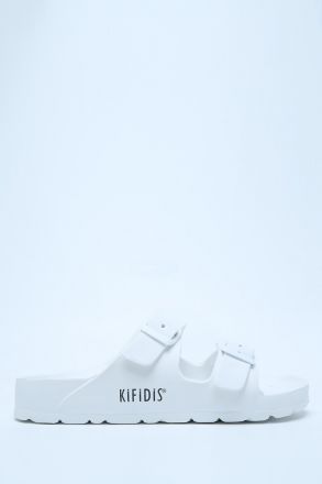 AQ1468 Kifidis Aqua Unisex Çift Bantlı Plaj Terliği 36-45 Beyaz/White