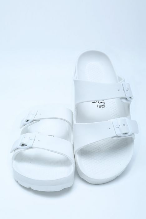 AQ1468 Kifidis Aqua Unisex Çift Bantlı Plaj Terliği 36-45 Beyaz/White