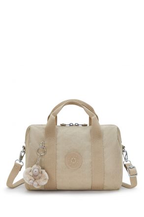 Kipling BINA M Orta Boy Omuz Çantası 17x27x14 cm Sign Beige Emb