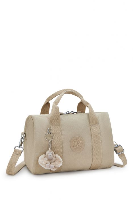 Kipling BINA M Orta Boy Omuz Çantası 17x27x14 cm Sign Beige Emb