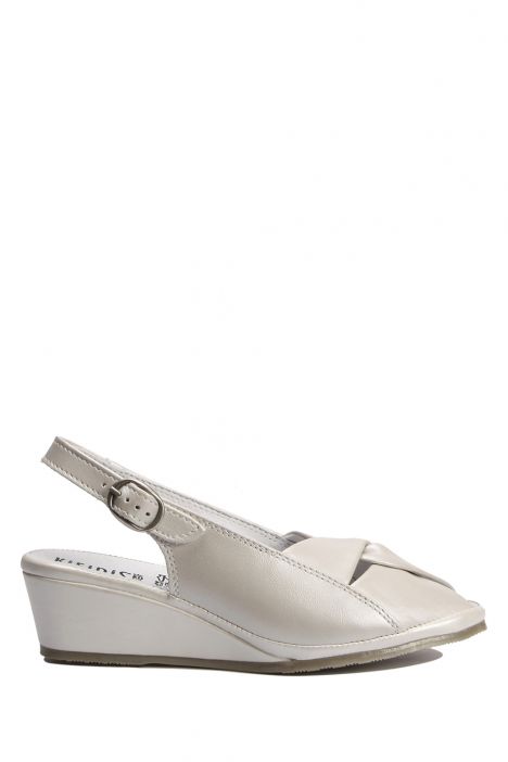 Bruna Ac-Kifidis Kadın Anatomik Deri Sandalet 35-42 Sedefli Beyaz/Taupe 290
