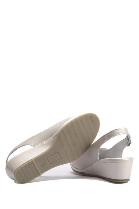 Bruna Ac-Kifidis Kadın Anatomik Deri Sandalet 35-42 Sedefli Beyaz/Taupe 290