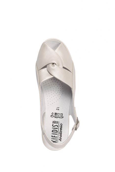 Bruna Ac-Kifidis Kadın Anatomik Deri Sandalet 35-42 Sedefli Beyaz/Taupe 290