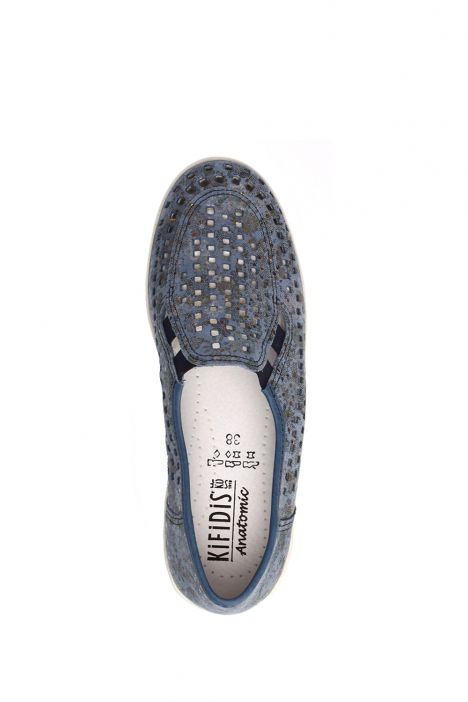Buzios Ac-Kifidis Kadın Anatomik Deri Ayakkabı 35-42 Lacivert Desenli/Blue Trim 1422