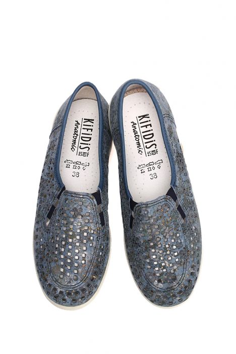 Buzios Ac-Kifidis Kadın Anatomik Deri Ayakkabı 35-42 Lacivert Desenli/Blue Trim 1422