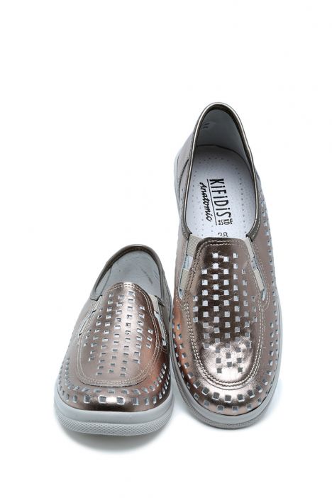 Buzios Ac-Kifidis Kadın Anatomik Deri Ayakkabı 35-42 Metalik/Onix 1266