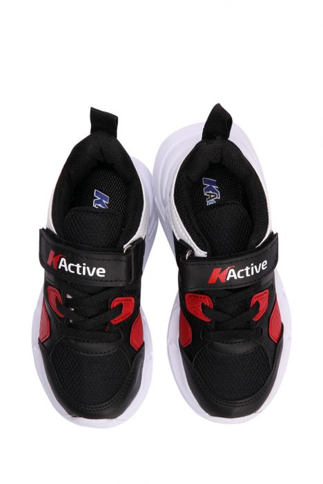C327 Kifidis Active Unisex Çocuk Spor Ayakkabı 26-35 Siyah-Kırmızı / Black-Red
