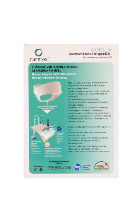 Camelia Kadın İnkontinans Külodu Orta Emici Max.150ml Beyaz / White