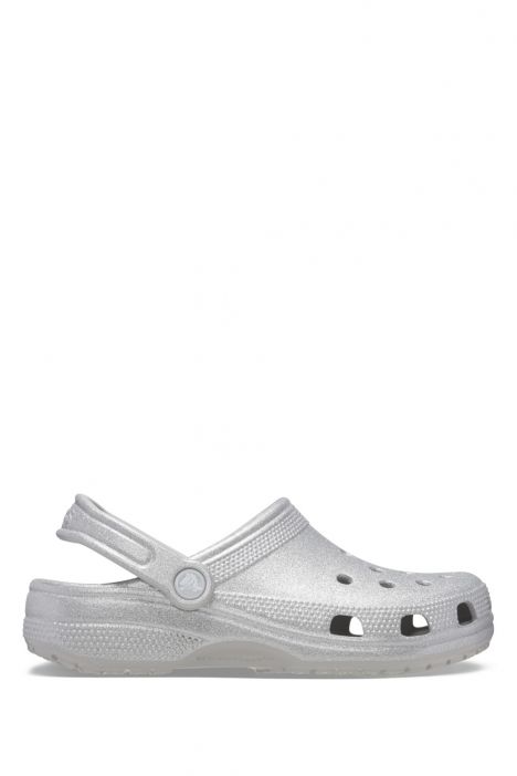 Crocs 205942 Classic Glitter Clog Kadın Simli Sandalet 36-40 0IC-Gri/Silver Glitter