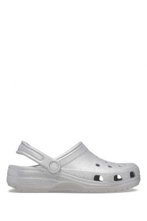 Crocs 205942 Classic Glitter Clog Kadın Simli Sandalet 36-40 0IC-Gri/Silver Glitter