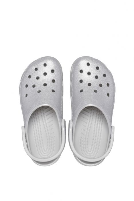 Crocs 205942 Classic Glitter Clog Kadın Simli Sandalet 36-40 0IC-Gri/Silver Glitter