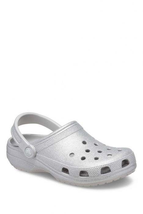 Crocs 205942 Classic Glitter Clog Kadın Simli Sandalet 36-40 0IC-Gri/Silver Glitter