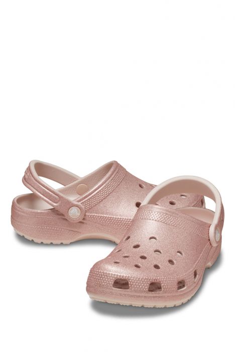Crocs 205942 Classic Glitter Clog Kadın Simli Sandalet 36-40 6WV-Pembe/Quartz
