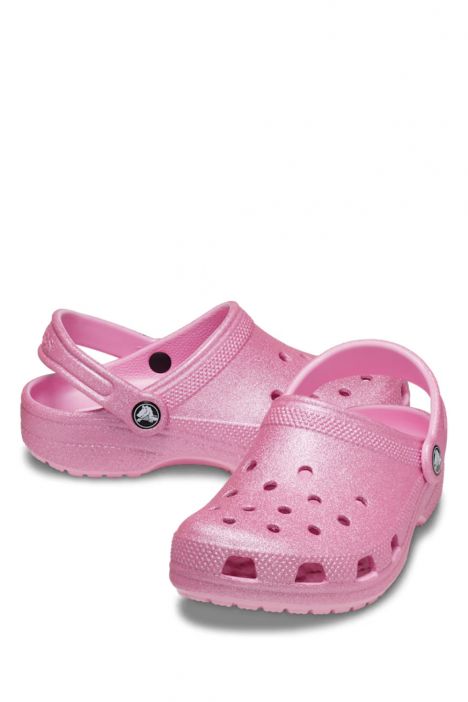 Crocs 206993 Classic Glitter Çocuk Sandalet 28-34 6XE-Pembe Simli/Pink Tweed Glitter