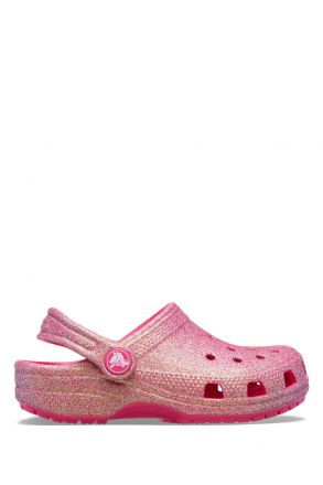 Crocs 210985 Classic Iridescent Glitter Çocuk Sandalet 22-27 6ZQ-Pembe Simli/Dragon Fruit