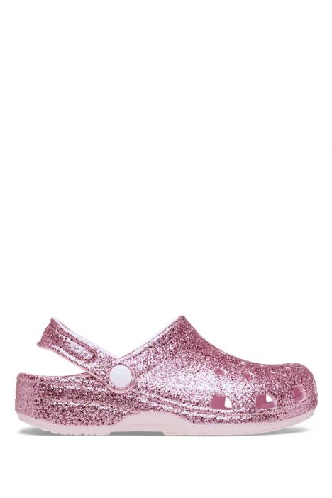 Crocs 211939 Classic Chunky Glitter Clog Kız Çocuk Simli Sandalet 28-35 6ZW-Pink Milk