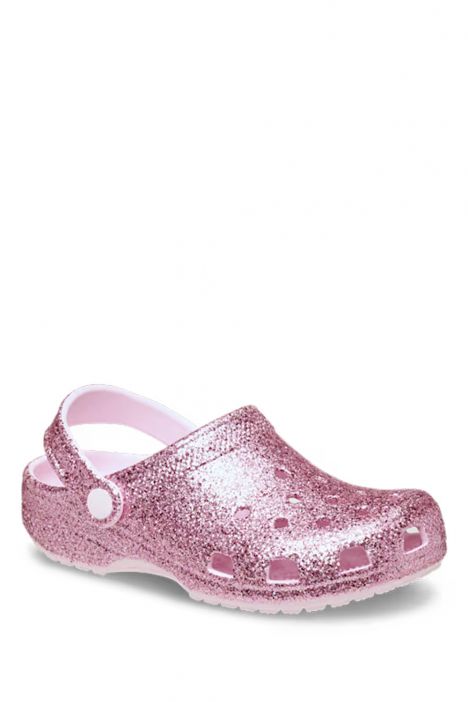 Crocs 211939 Classic Chunky Glitter Clog Kız Çocuk Simli Sandalet 28-35 6ZW-Pink Milk