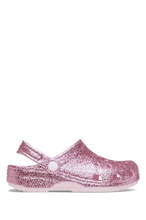 Crocs 211940 Classic Chunky Glitter Clog Kız Çocuk Simli Sandalet 22-28 6ZW-Pink Milk