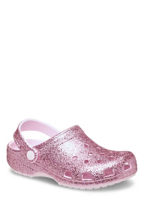 Crocs 211940 Classic Chunky Glitter Clog Kız Çocuk Simli Sandalet 22-28 6ZW-Pink Milk