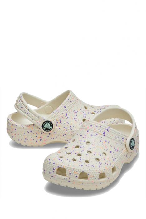 Crocs 212495 Classic Glow Paint Splatter Kız Çocuk Desenli Sandalet 28-35 2MT-Summit White/Multi