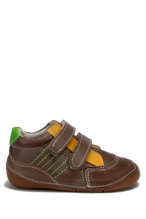 D38 Kifidis-Kids İlk Adım Unisex Çocuk Deri Ayakkabı 19-23 Haki Crazy